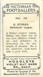 1933 Hoadley's Victorian Footballers #16 Gordon Strang Back